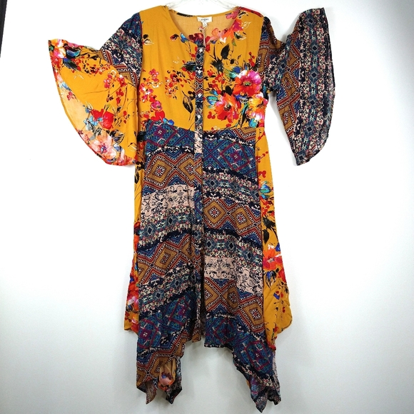 Umgee Maxi Dress Short Bell Sleeves Size M - Picture 13 of 15